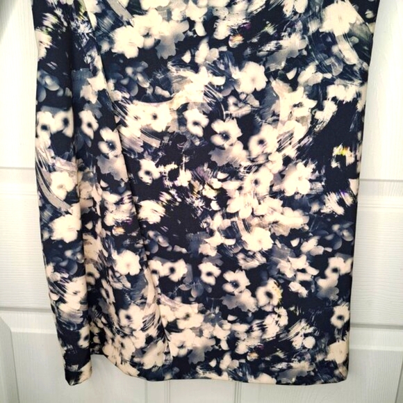 Zara Neutral Floral Print Boat Neck Midi Dress Size Large - Picture 4 of 5